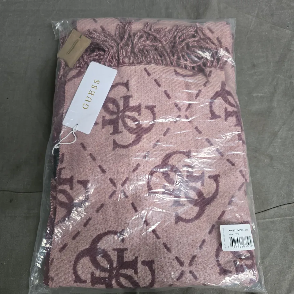 BAGGED GUESS ALL OVER LOGO SCARF - PURPLE 