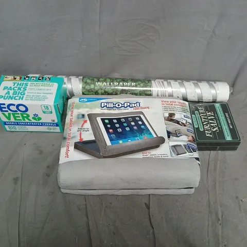 APPROXIMATELY 15 ASSORTED HOUSEHOLD PRODUCTS TO INCLUDE WALLPAPER, FURNITURE SALVE, PILL-O-PAD, ETC