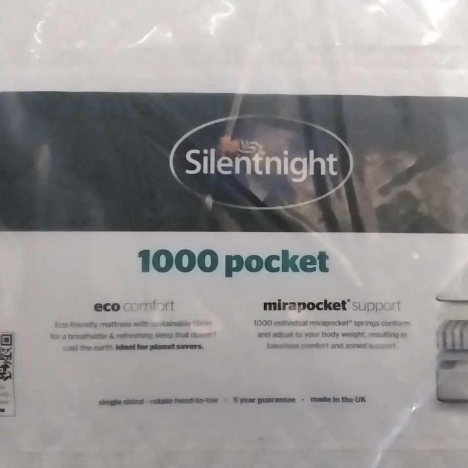 QUALITY BAGGED SILENTNIGHT 1000 POCKET ECO COMFORT DOUBLE 4'6" MATTRESS 