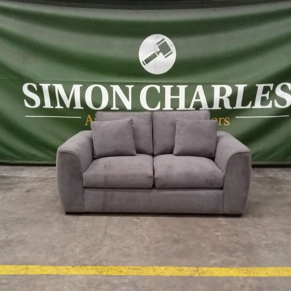 SEOUL 2 SEATER STANDARD BACK FABRIC SOFA - GREY RRP £699