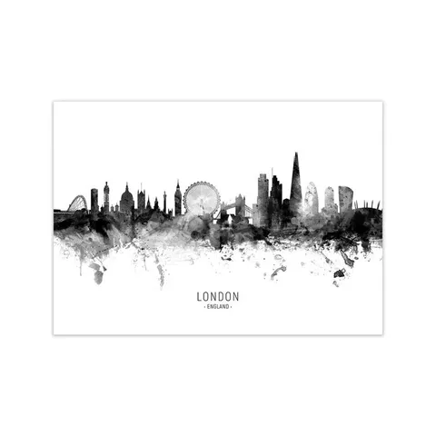 BOXED LONDON ENGLAND SKYLINE BY MICHAEL TOMPSETT - GRAPHIC ART
