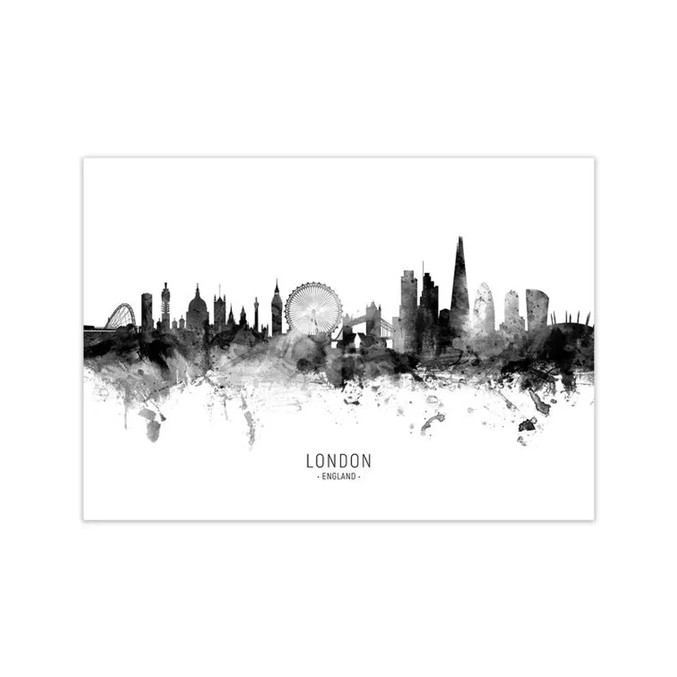 BOXED LONDON ENGLAND SKYLINE BY MICHAEL TOMPSETT - GRAPHIC ART