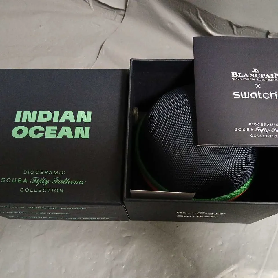 BOXED BLANCPAIN SWATCH BIOCERAMIC SCUBA FIFTY FATHOMS COLLECTION WATCH