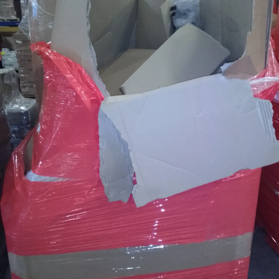 PALLET OF ASSORTED ITEMS TO INCLUDE FOOT BOTTOM MASSAGER, TOUCH DUST BIN, OVER BED TABLE ETC