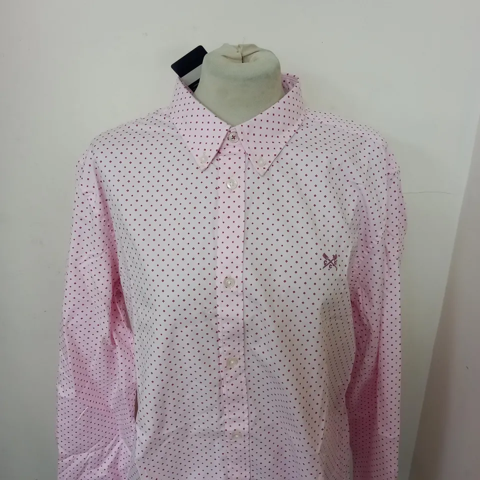 CREW CLOTHING COMPANY BUTTONED STRETCH PRINT SHIRT SIZE XL