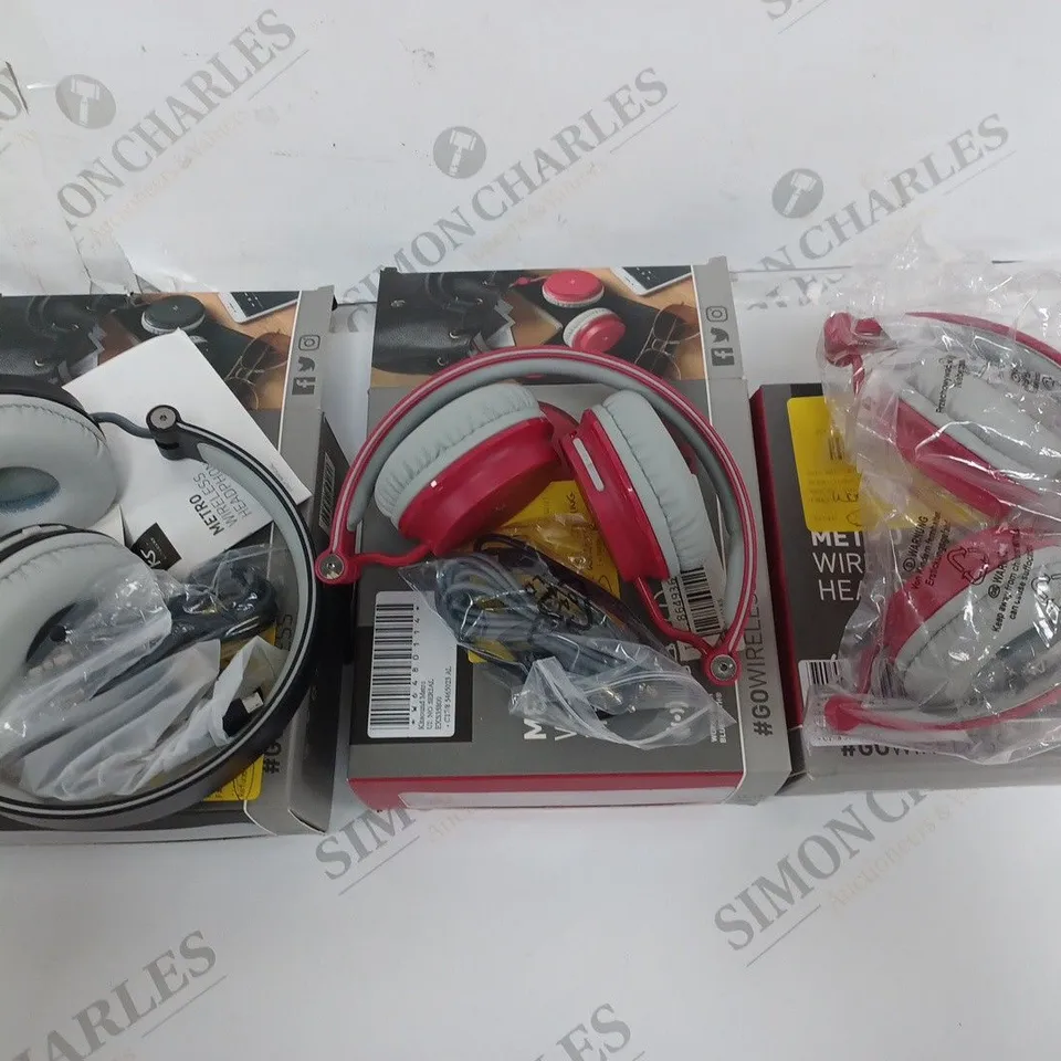 LOT OF 3 KITSOUND METRO WIRELESS HEADPHONES