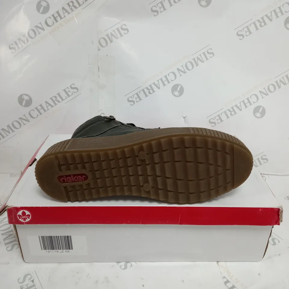 RIEKER HIGH TOP CUFFED TRAINER - KHAKI SIZE 6 BOXED 