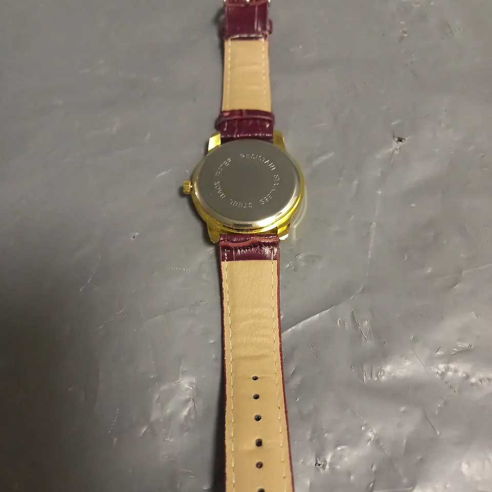 MENS LA BANUS GOLD WATCH - RED LEATHER STRAP