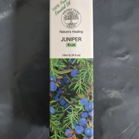 BOX OF APPROXIMATELY 200 NATURE'S HEALING ESSENTIAL OIL - JUNIPER (10ML)
