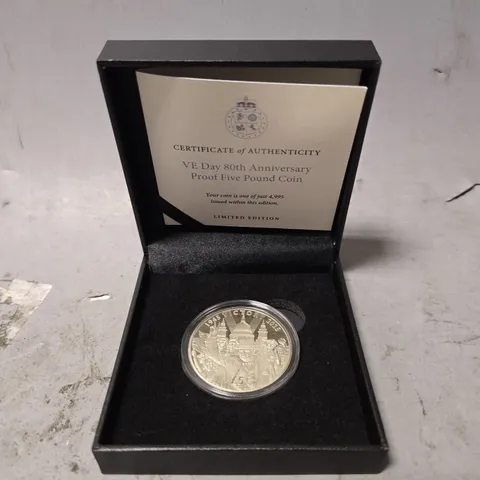 VE DAY 80TH ANNIVERSARY PROOF FIVE POUND COIN 