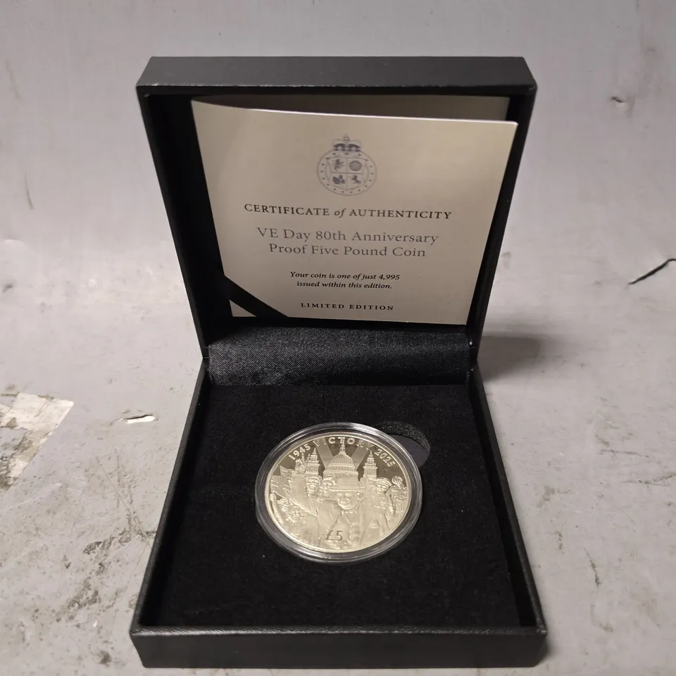 VE DAY 80TH ANNIVERSARY PROOF FIVE POUND COIN 