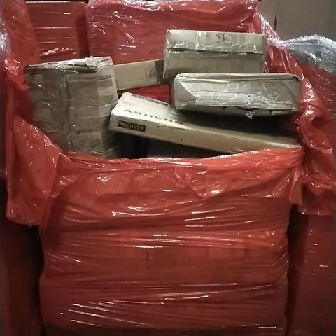 PALLET OF HOUSEHOLD ITEMS TO INCLUDE STORAGE OTTOMAN, INFLATABLE GYMNASTICS MAT,AUDIO TURNTABLE AND OTHER ASSORTED ITEMS...