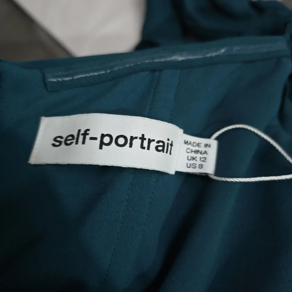 SELF-PORTRAIT TEAL DRAPED DRESS – UK 12 (US 8)