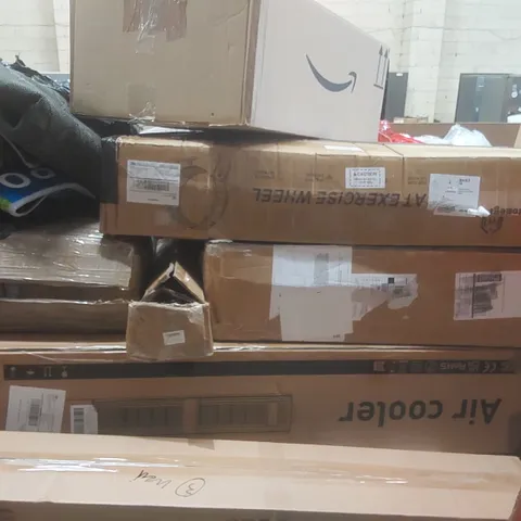 PALLET CONTAINING A VERY LARGE QUANTITY OF ASSORTED ITEMS INCLUDING: AIR COOLER, RUG, CAT EXERCISE WHEEL ECT