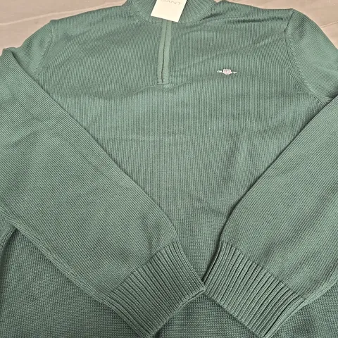 GANT CASUAL COTTON HALF ZIP FLEECE - SIZE LARGE