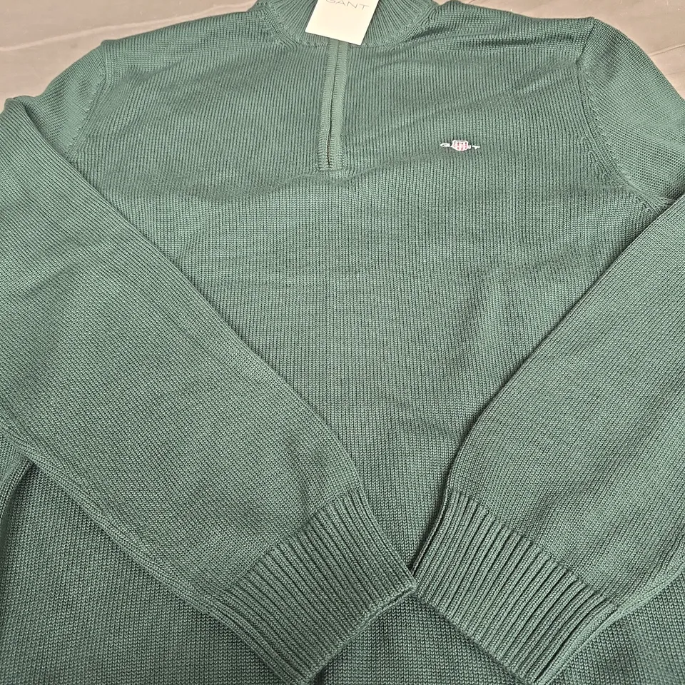 GANT CASUAL COTTON HALF ZIP FLEECE - SIZE LARGE