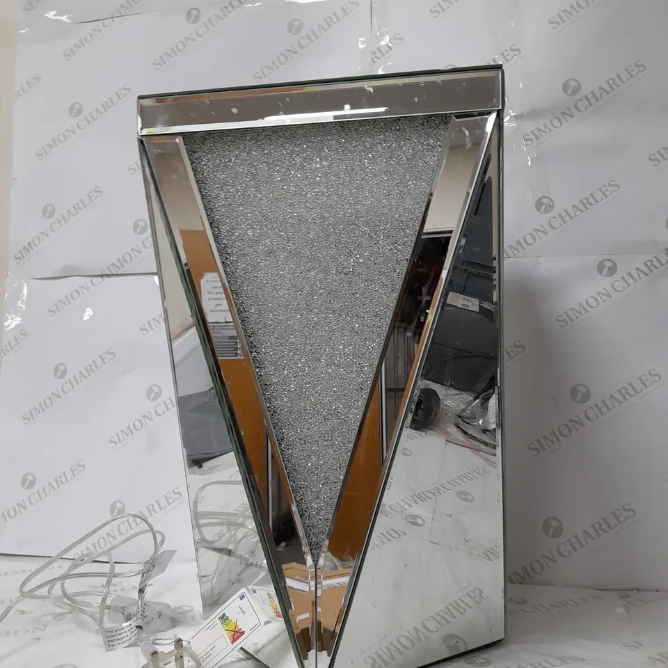 BOXED JULIEN MACDONALD LIGHT-UP ENCAPSULATED CRYSTAL SIDE TABLE - SILVER - COLLECTION ONLY