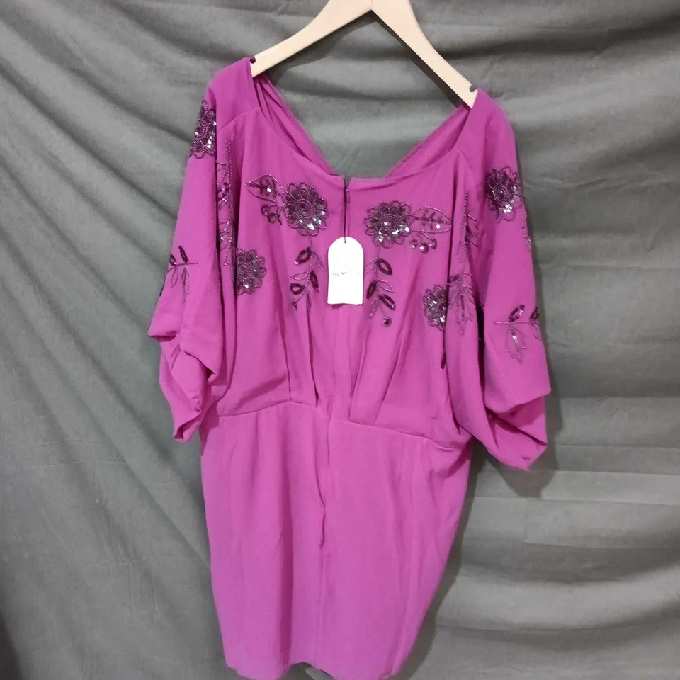 MONSOON WOMEN'S PURPLE DRESS, UK 24 – EMBELLISHED FLORAL BEADWORK