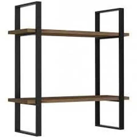 BOXED TIFANY 2 PIECE TIERED SHELF IN BLACK AND WOOD VENEER