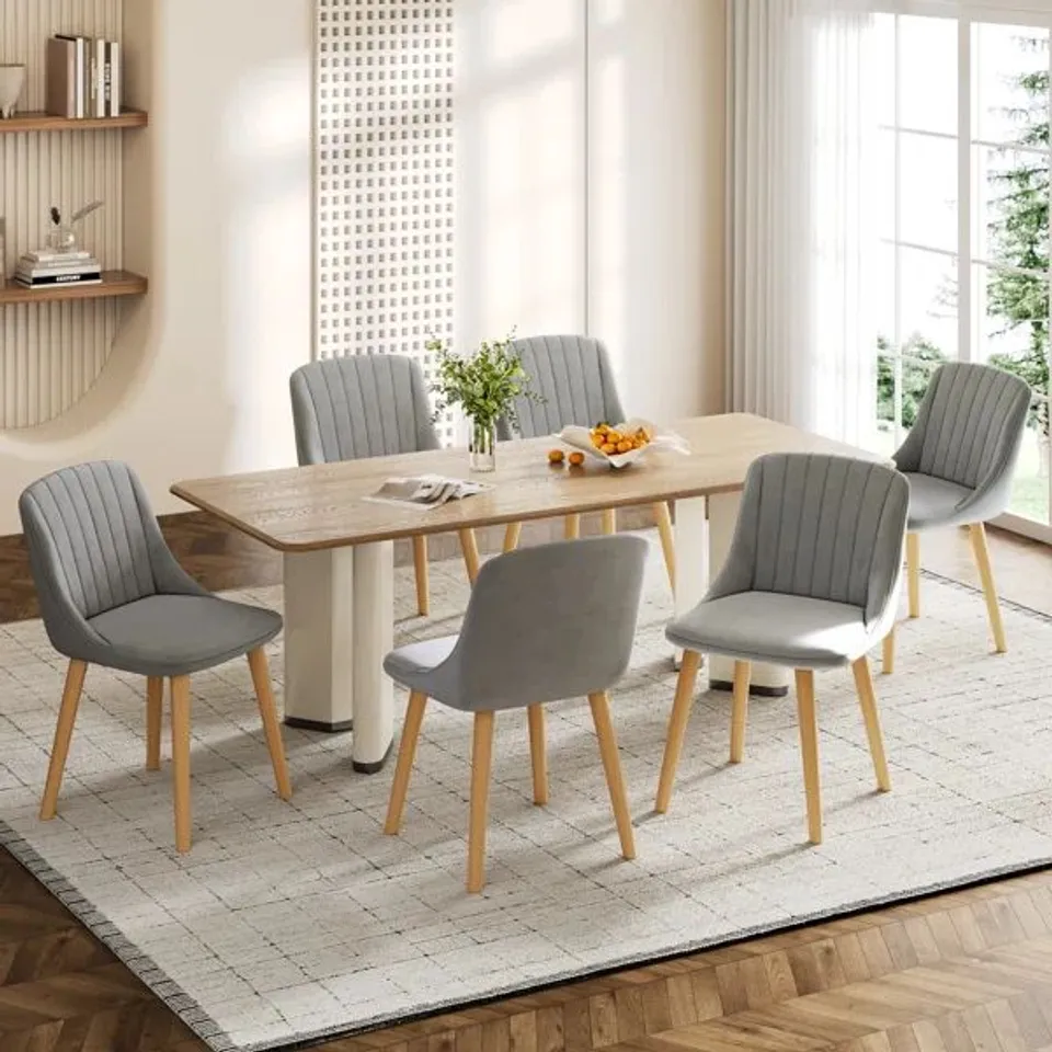 BOXED 48.5cm H UPHOLSTERED BACKSIDE CHAIR (SET OF 6) - GREY (2 BOXES)