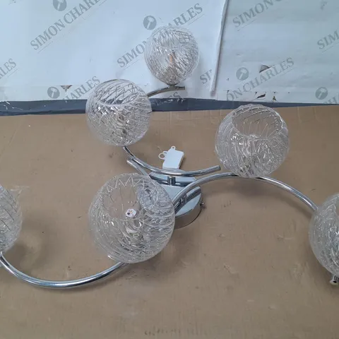 CHROME AND GLASS 6-LAMP CEILING LIGHT