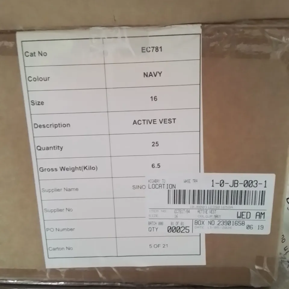 BOXED BRAND NEW APPROXIMATELY 25 SIMPLY BE ACTIVE VEST NAVY SIZE 16