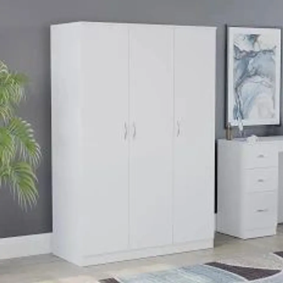 BOXED LASSIC RIANO 2 DOOR 2 DRAWER WARDROBE - WHITE (2 BOXES)