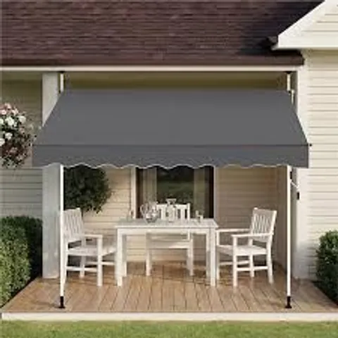 BOXED YAHEETECH - 10 X 8 FT RETRACTABLE PATIO AWNING, MANUAL CRANK PATIO AWNING - DARK GREY (1 BOX)