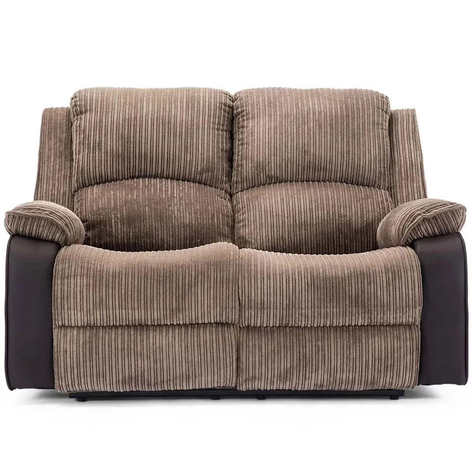 BOXED DESIGNER ELECTRIC RECLINER 2 SEATER FABRIC RECLINER SOFA - BROWN (1 BOX)