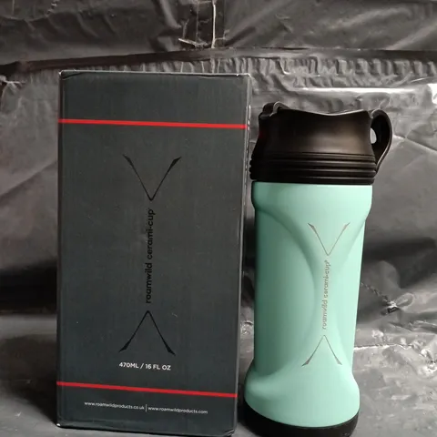 ROAMWILD CERAMIC CUP TRAVEL MUG – TURQUOISE, 470ML