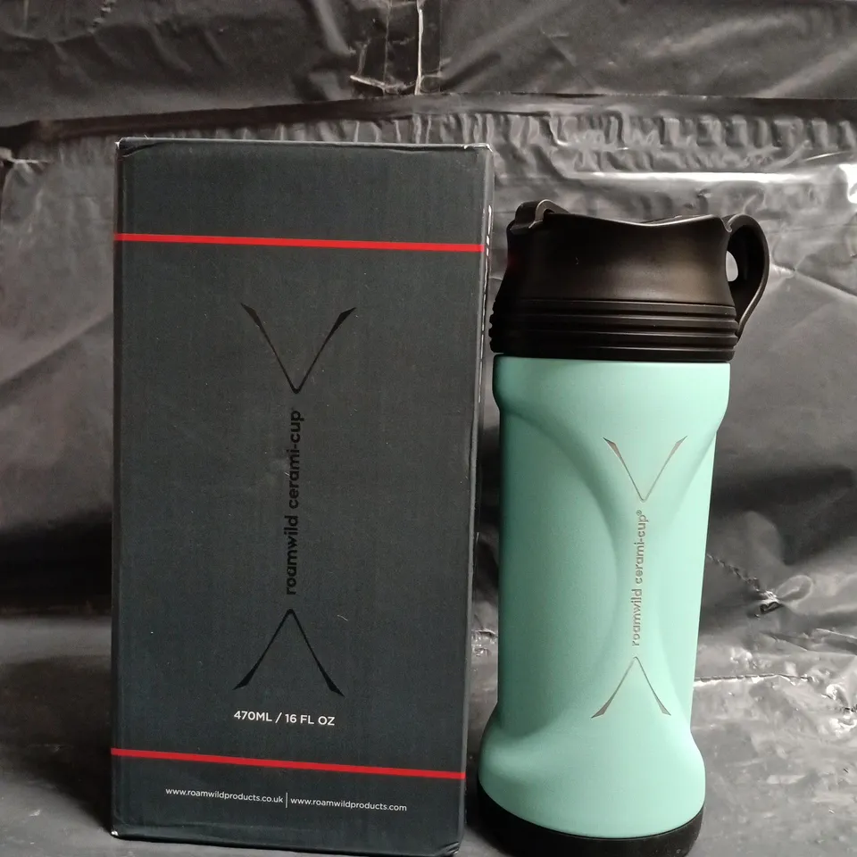 ROAMWILD CERAMIC CUP TRAVEL MUG – TURQUOISE, 470ML