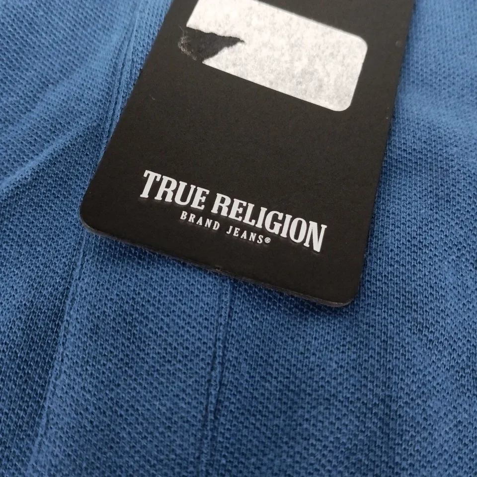 TRUE RELIGION BRAND JEANS POLO SHIRT – MATTE NAVY, STYLE 107125, SIZE XXL