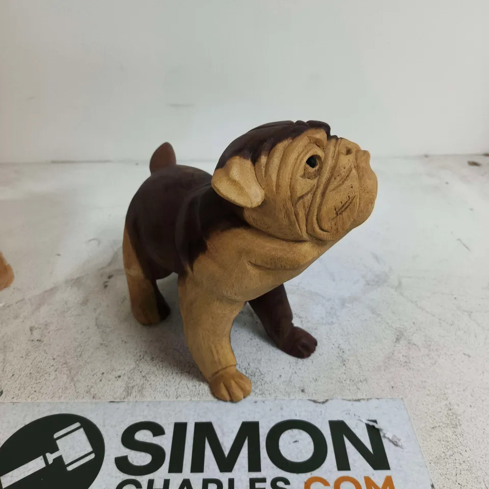WOODEN TWO TONE FINISH BULLDOG FIGURINE