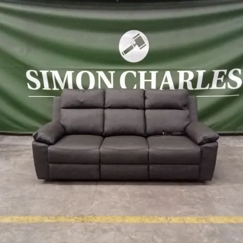 17 STORIES LEATHER 3 SEATER ELECTRIC RECLINER SOFA WITH FOLD-DOWN CENTRE