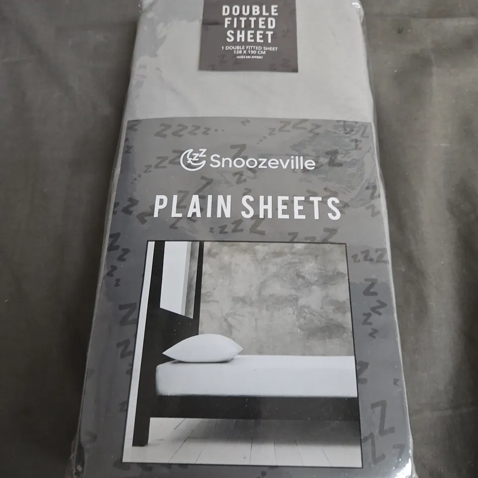 SNOOZEVILLE DOUBLE FITTED SHEET – PLAIN, 138 X 190 CM