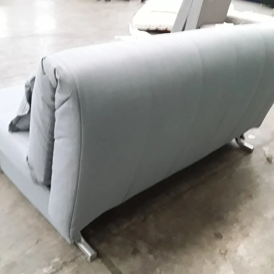 QUALITY DESIGNER APPLEY 2 SEATER SOFA BED - VINTAGE BLUE FABRIC