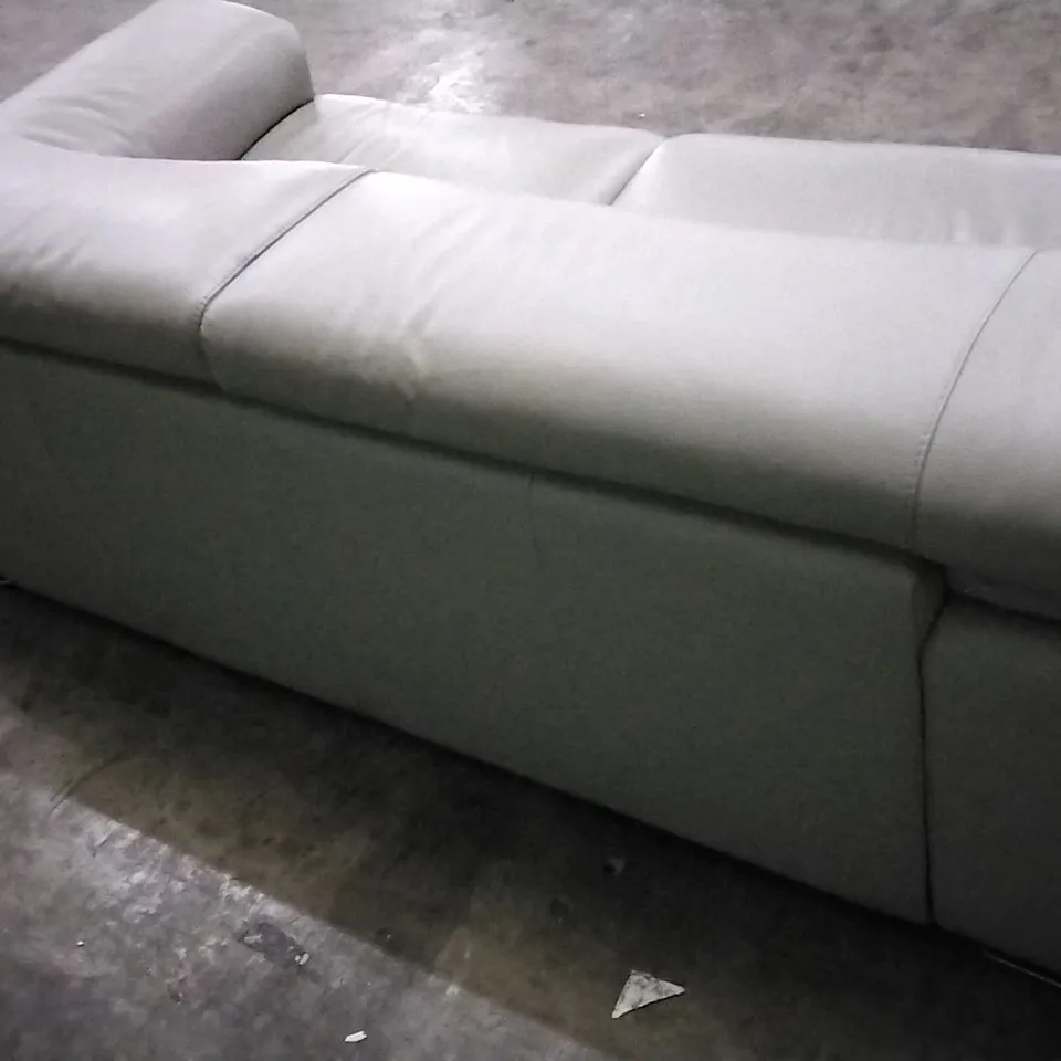 QUALITY ITALIAN DESIGNER MELO SOFA LIGHT GREY LEATHER 