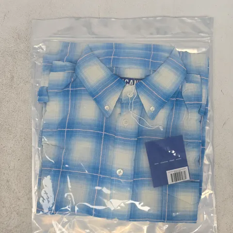 BAGGED PICANTE ROCCO SHIRT THREADLIGHT CRINKLE CHECK BLUE SIZE LARGE