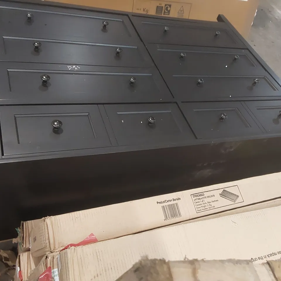 SOLID WOOD 4+6 DRAWER CHEST OF DRAWERS - BLACK 