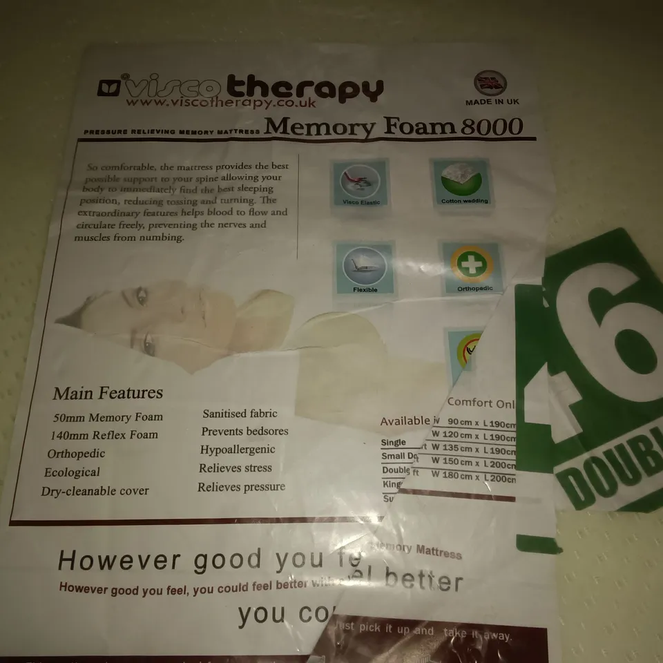 BAGGED VISCO THERAPY MEMORY FOAM MATTRESS - 4'6"