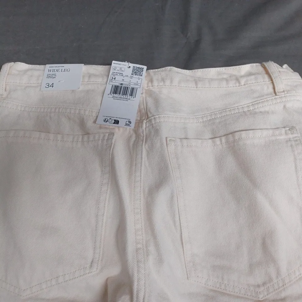 MNG WIDE LEG LOW WAIST CREAM JEANS - UK 6