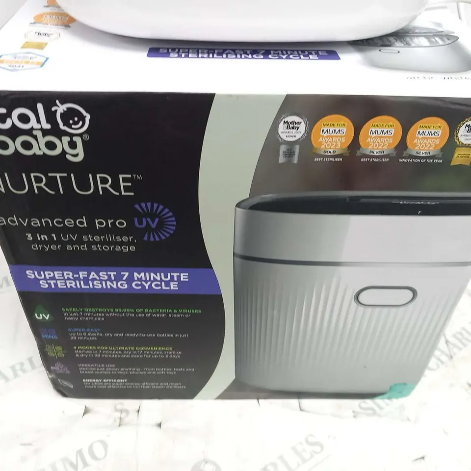 BOXED VITAL BABY NURTURE ADVANCED PRO 3 IN 1 UV STERILISER, DRYER AND STORAGE