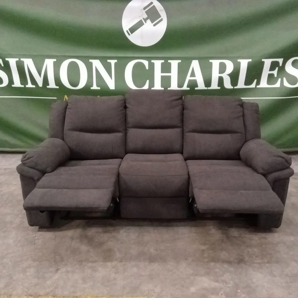 ALBION CHENILLE 3 SEATER HIGH BACK MANUAL RECLINER SOFA - CHARCOAL RRP £679