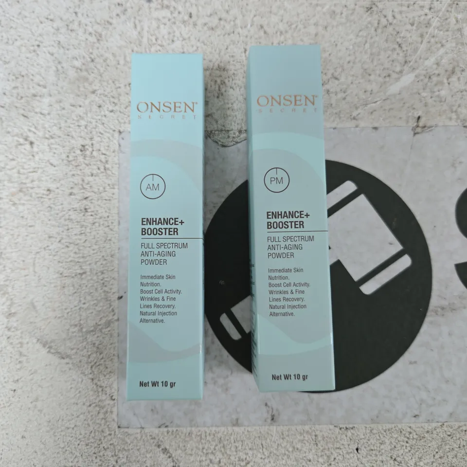 ONSEN SECRET AM/PM ENHANCE+ BOOSTER – FULL SPECTRUM ANTI-AGING SKINCARE POWDER, 2 X BOXES