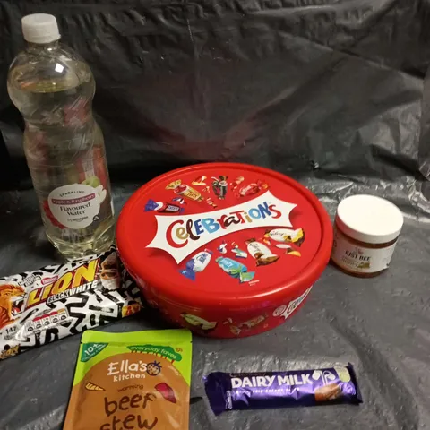 APPROXIMATELY 10 ASSORTED FOOD/DRINK PRODUCTS TO INCLUDE CELEBRATIONS, DAIRY MILK, LION BARS ETC 