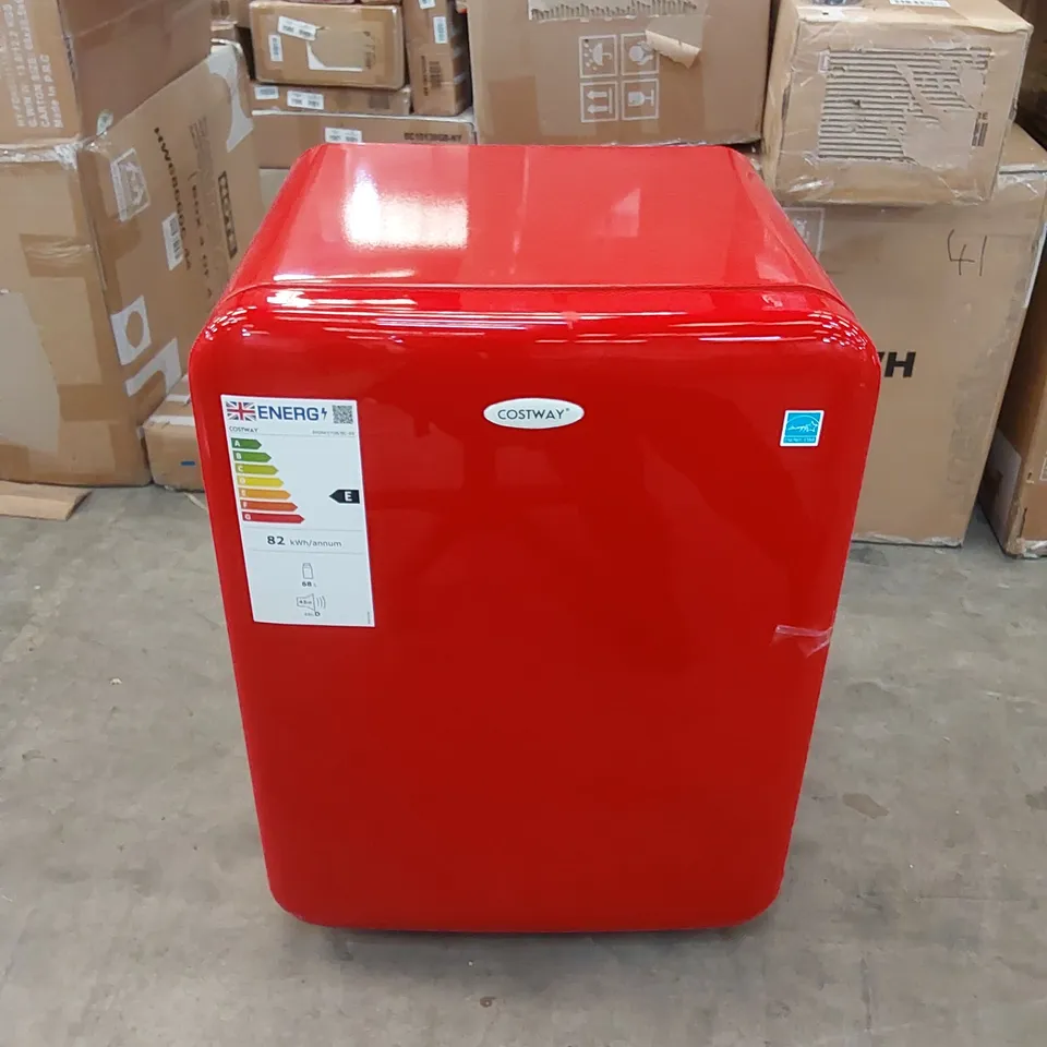 COSTWAY EP24437GB 68L COMPACT REFRIGERATOR WITH LED LIGHT AND ADJUSTABLE THERMOSTAT - RED
