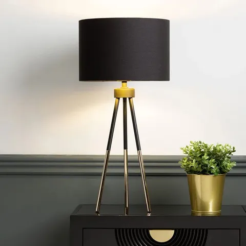 BOXED 83cm BLACK/GOLD TABLE LAMP