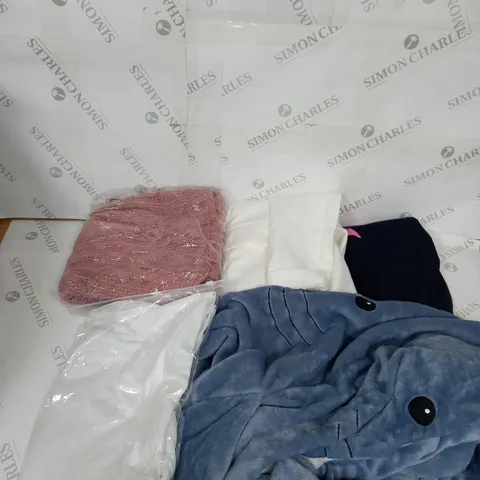 LARGE BOX OF ASSORTED CLOTHING ITEMS IN VARIOUS COLOURS AND SIZES INCLUDING TROUSERS , TOPS AND JUMPERS 
