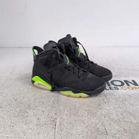 NIKE AIR JORDAN SNEAKERS, BLACK WITH NEON LIME ACCENTS β UK 7.5 (US 8.5)