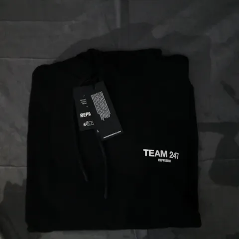 REPRESENT TEAM 247 OVERSIZED HOODIE IN BLACK SIZE LARGE